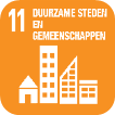 Logo SDG 11 Duurzame steden en gemeen-schappen 