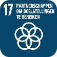 Logo SDG 17 Partner-schappen om doel-stellingen te bereiken 