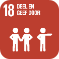 Logo SDG 18 Deel en geef door 