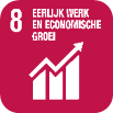 Logo SDG 8 Eerlijk delen en economische groei 